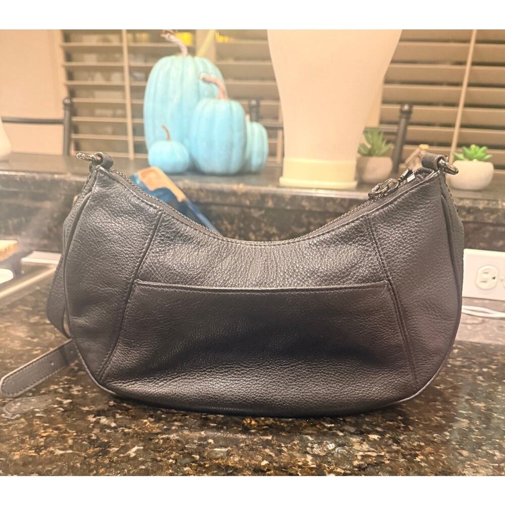 Aimee Kestenberg Black Pebbled Leather Hobo Shoulder Bag Designer Purse